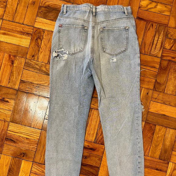 BDG Distressed Straight Leg Jeans with Holes - Picture 2 of 3